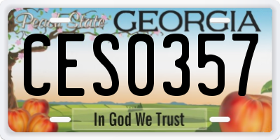 GA license plate CES0357