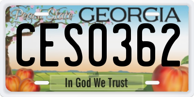 GA license plate CES0362