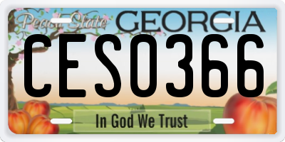 GA license plate CES0366