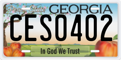 GA license plate CES0402