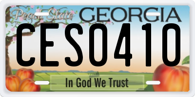 GA license plate CES0410