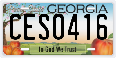 GA license plate CES0416
