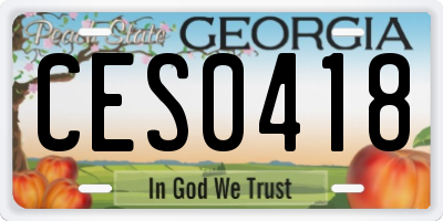 GA license plate CES0418