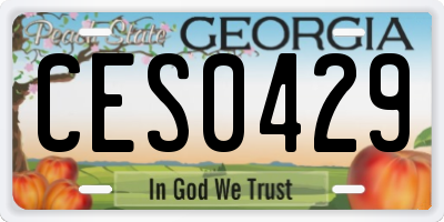 GA license plate CES0429