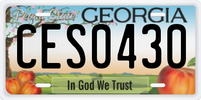 GA license plate CES0430