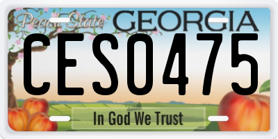 GA license plate CES0475