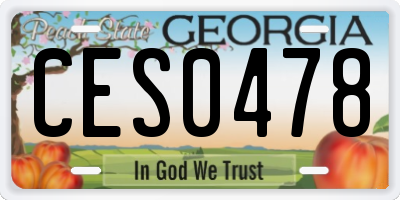 GA license plate CES0478