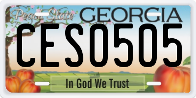 GA license plate CES0505