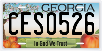 GA license plate CES0526