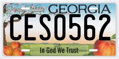 GA license plate CES0562