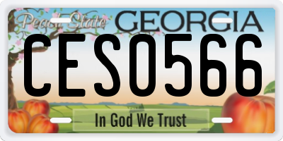 GA license plate CES0566
