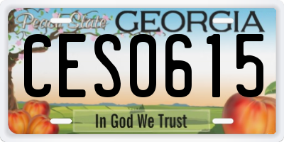 GA license plate CES0615
