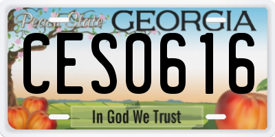 GA license plate CES0616
