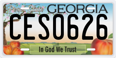 GA license plate CES0626