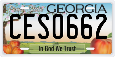 GA license plate CES0662