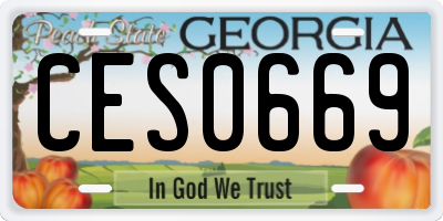 GA license plate CES0669