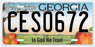 GA license plate CES0672