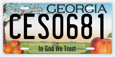 GA license plate CES0681