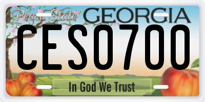 GA license plate CES0700