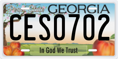 GA license plate CES0702