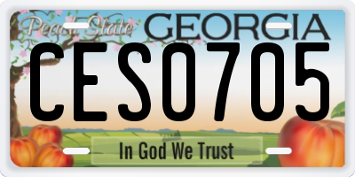 GA license plate CES0705