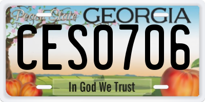 GA license plate CES0706