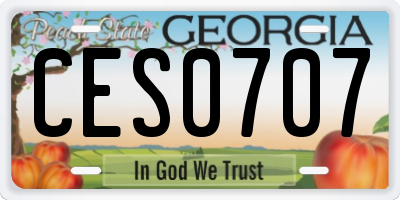 GA license plate CES0707
