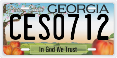 GA license plate CES0712
