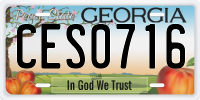 GA license plate CES0716