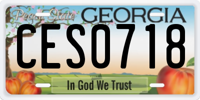GA license plate CES0718