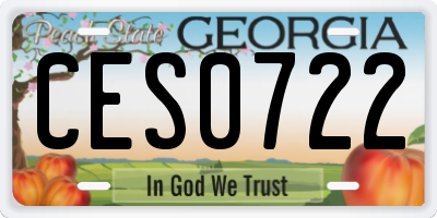 GA license plate CES0722