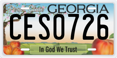 GA license plate CES0726