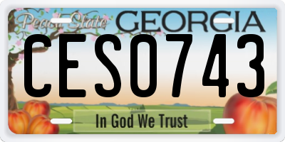 GA license plate CES0743