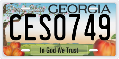GA license plate CES0749