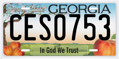 GA license plate CES0753