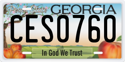GA license plate CES0760