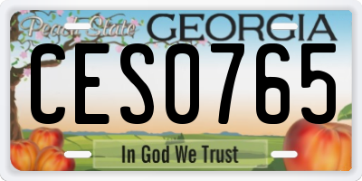 GA license plate CES0765