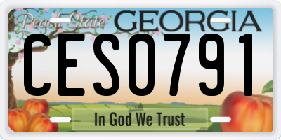 GA license plate CES0791