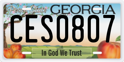 GA license plate CES0807