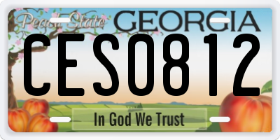 GA license plate CES0812