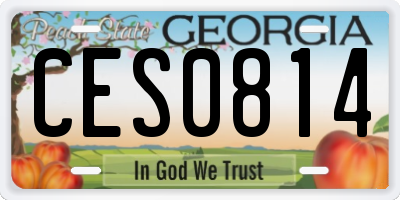 GA license plate CES0814