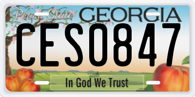 GA license plate CES0847