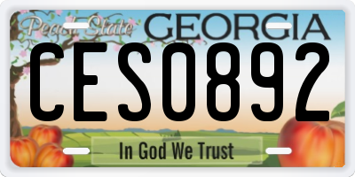 GA license plate CES0892