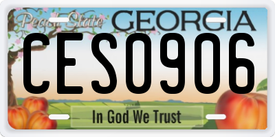 GA license plate CES0906
