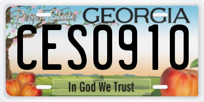GA license plate CES0910