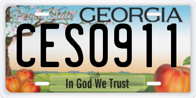 GA license plate CES0911