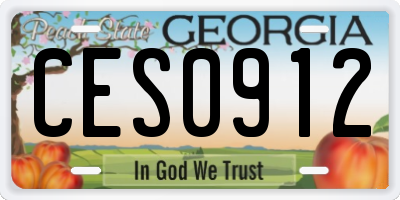 GA license plate CES0912