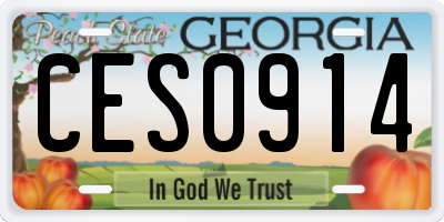 GA license plate CES0914