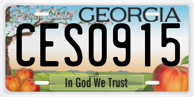 GA license plate CES0915