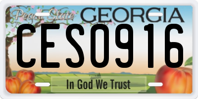 GA license plate CES0916